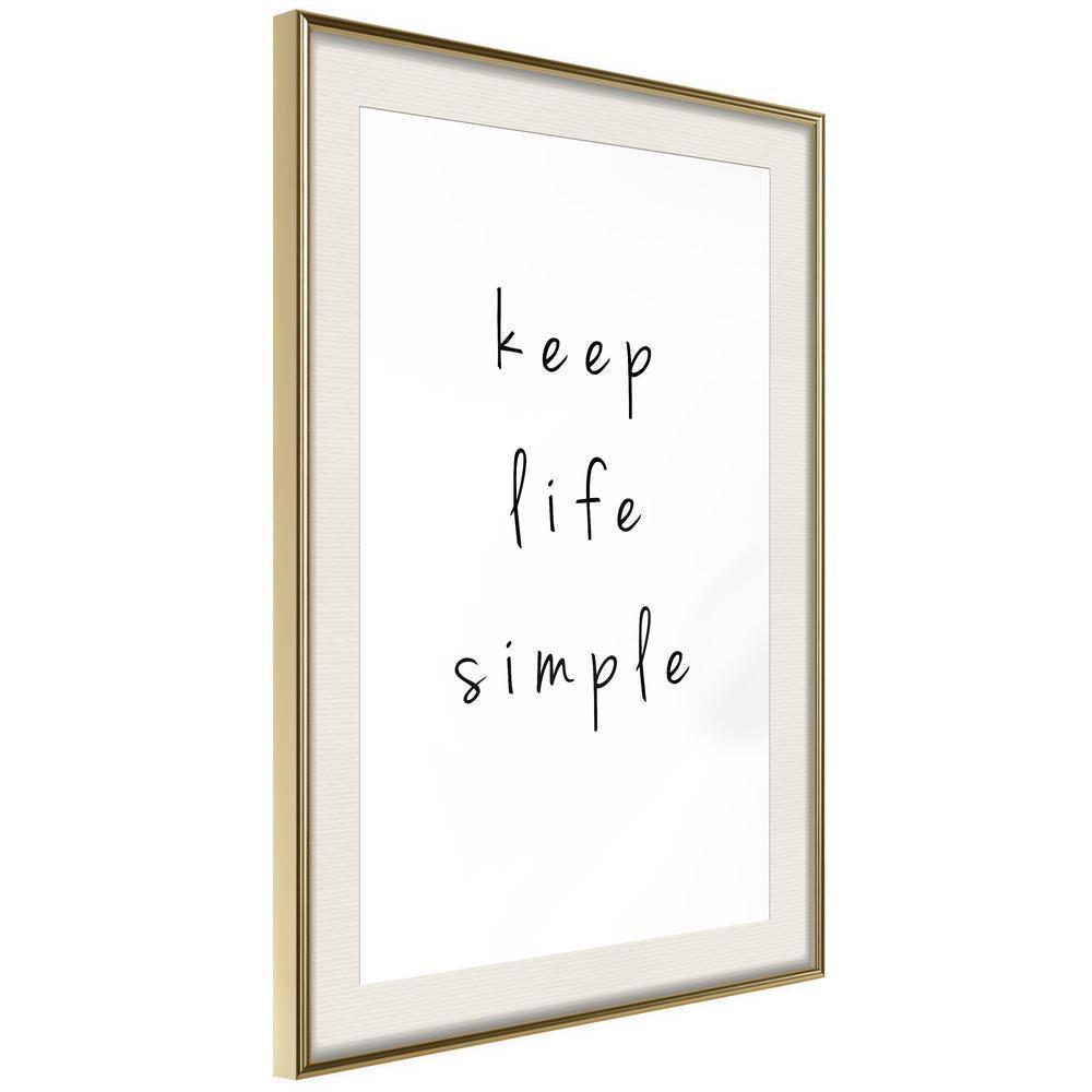Typography Framed Art Print - Simple Life-artwork for wall with acrylic glass protection