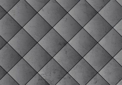 Wall Mural - Grey symmetry - geometric pattern in concrete pattern with black joints-Wall Murals-ArtfulPrivacy