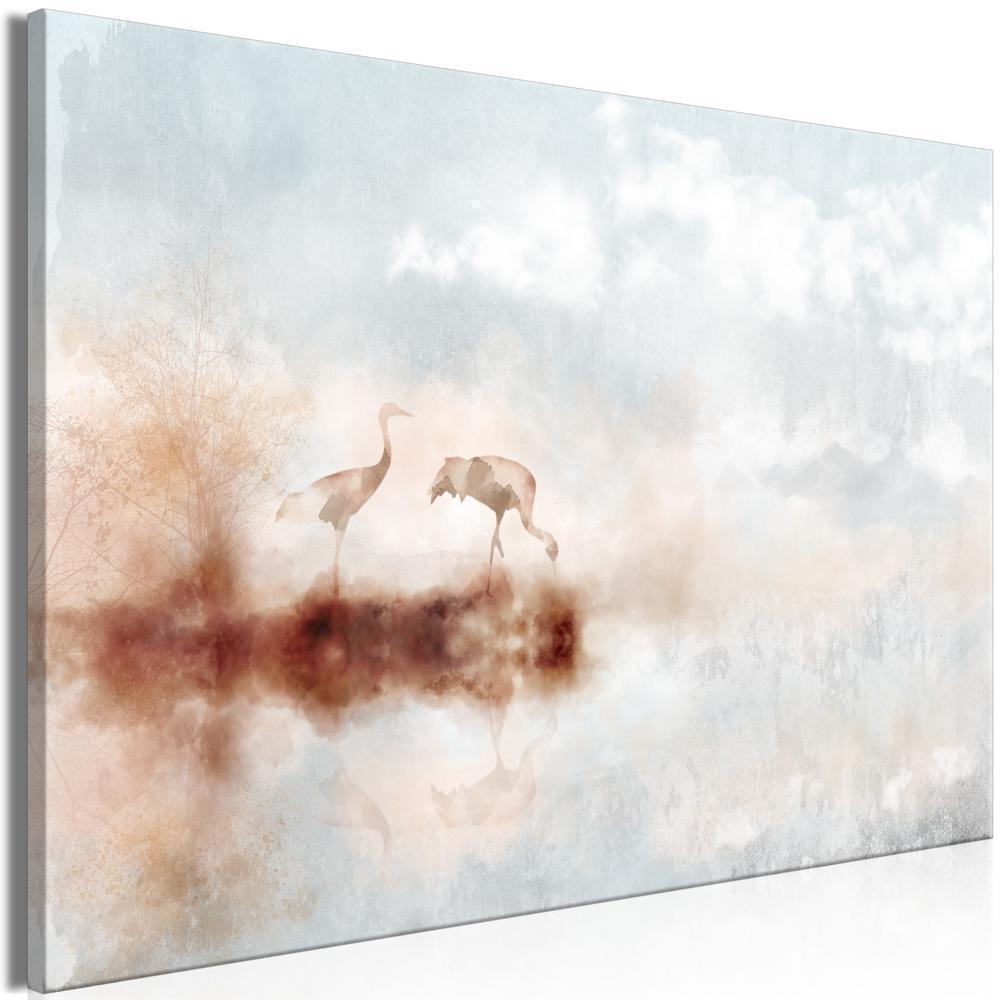 Canvas Print - Cranes in the Morning (1 Part) Wide-ArtfulPrivacy-Wall Art Collection