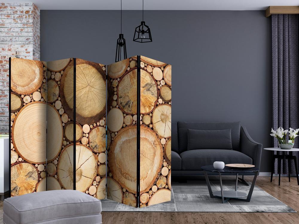 Room Divider - Wood grains II- A 5 Panel Folding Screen For Living rooms, bedrooms or home office, decorative folding screen made with wood and canvas