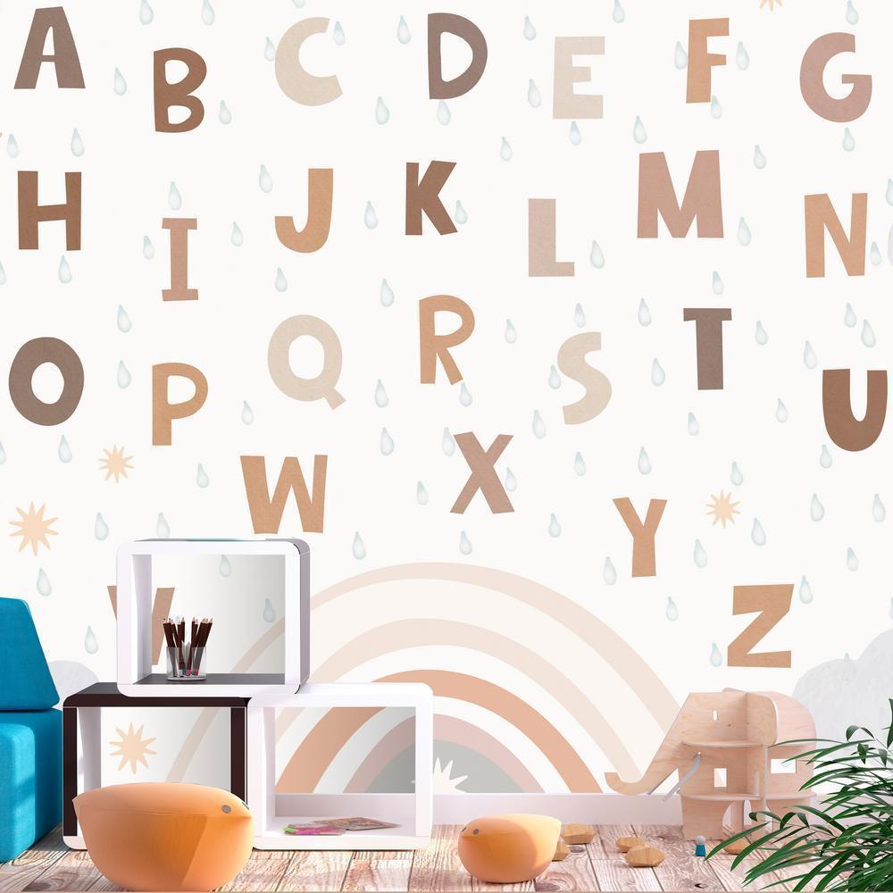 Wall Mural - Letters in Soft Colours-Wall Murals-ArtfulPrivacy