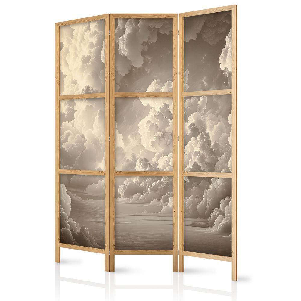 Japanese Room Divider - Whisper of Illuminated Clouds: Soft Play of Light in the Theater of the Heavens