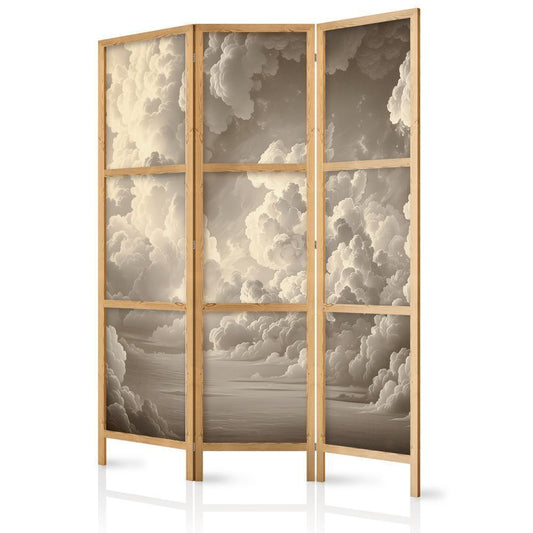 Japanese Room Divider - Whisper of Illuminated Clouds: Soft Play of Light in the Theater of the Heavens