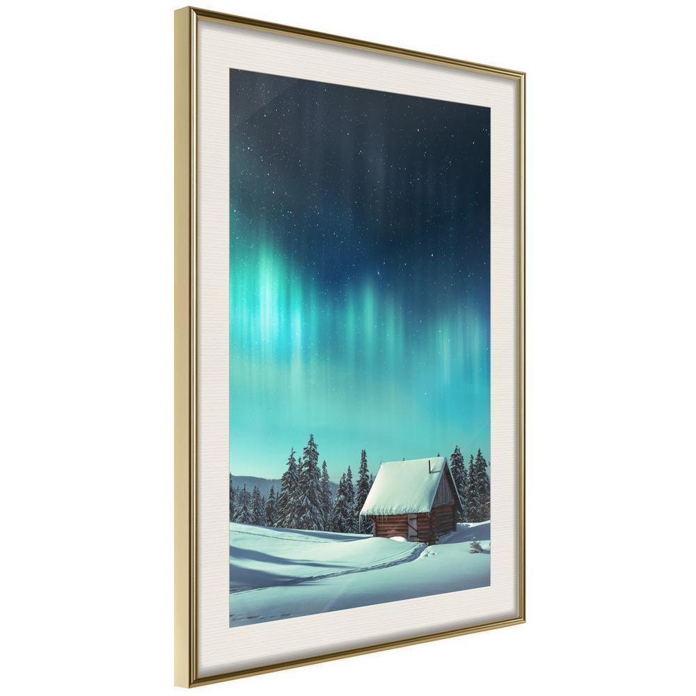 Winter Design Framed Artwork - Evening in the Iceland-artwork for wall with acrylic glass protection
