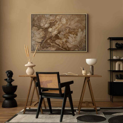 Canvas Print - Floral Ornaments Carved in Delicate Sepia and Brown Shades