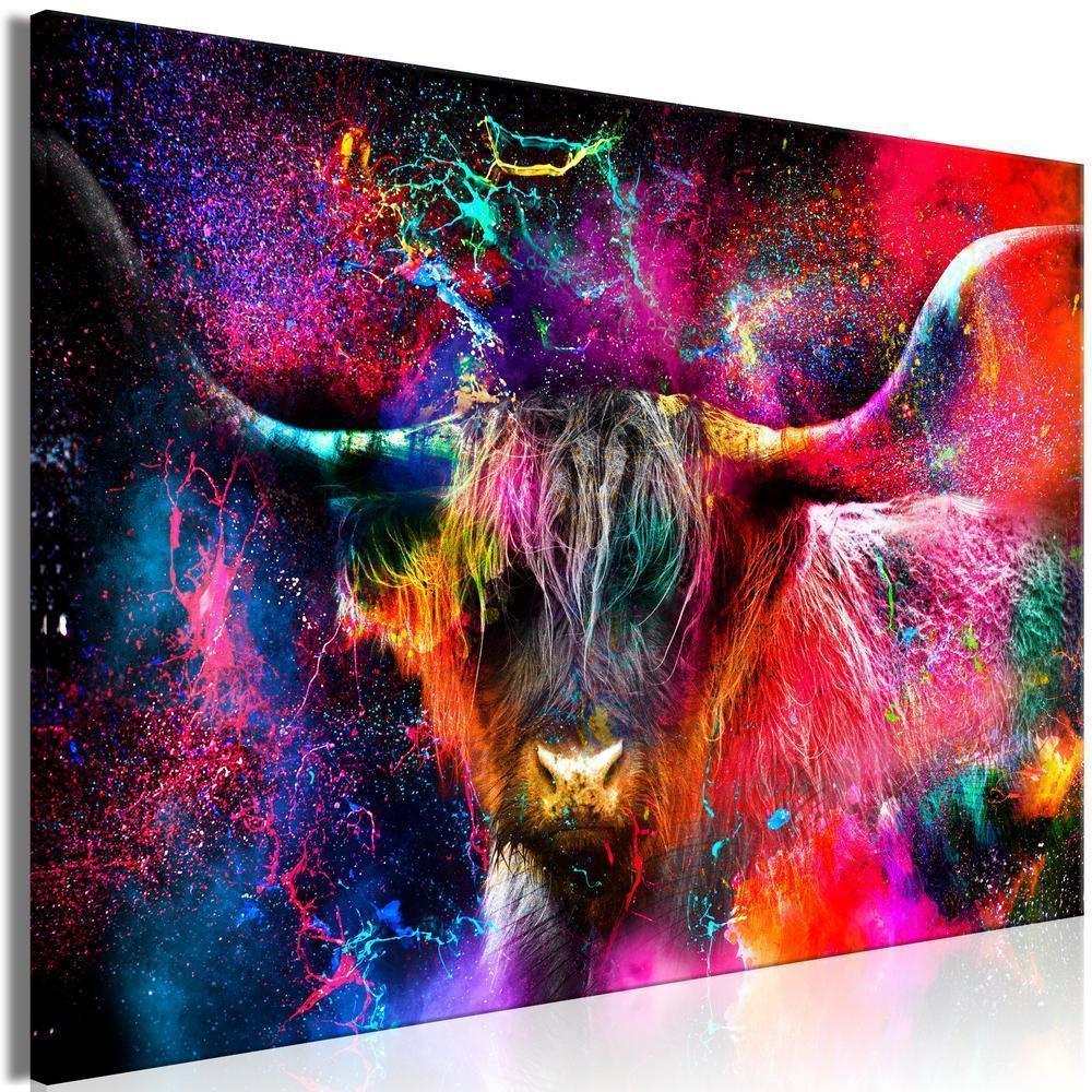 Canvas Print - Colorful Bull (1 Part) Wide-ArtfulPrivacy-Wall Art Collection