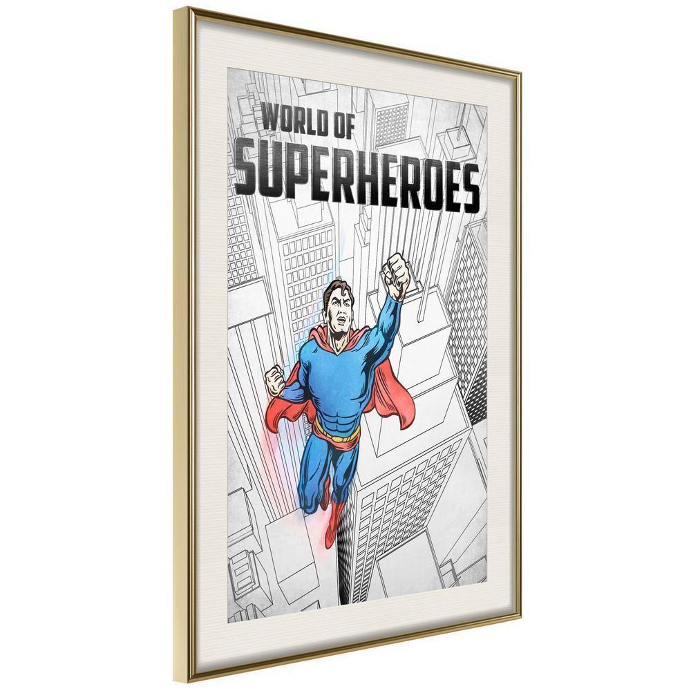 Typography Framed Art Print - Superhero-artwork for wall with acrylic glass protection