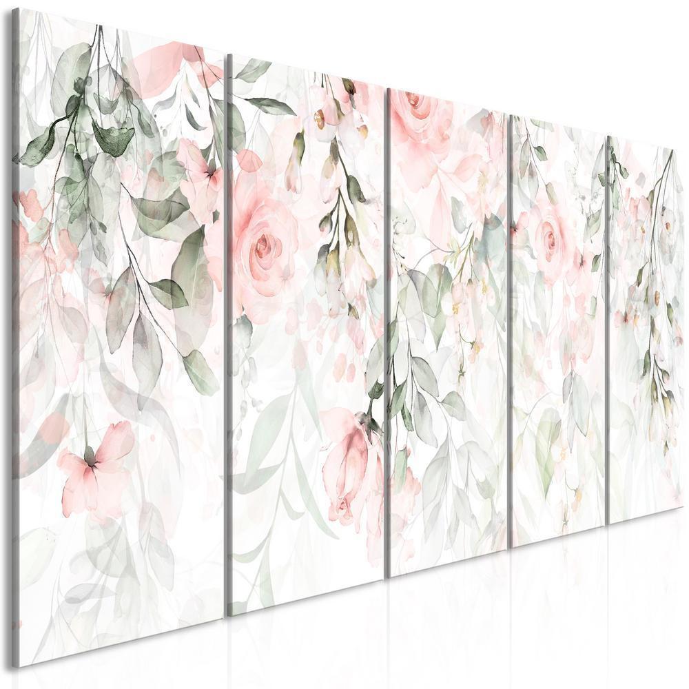 Canvas Print - Waterfall of Roses (5 Parts) Narrow - First Variant-ArtfulPrivacy-Wall Art Collection