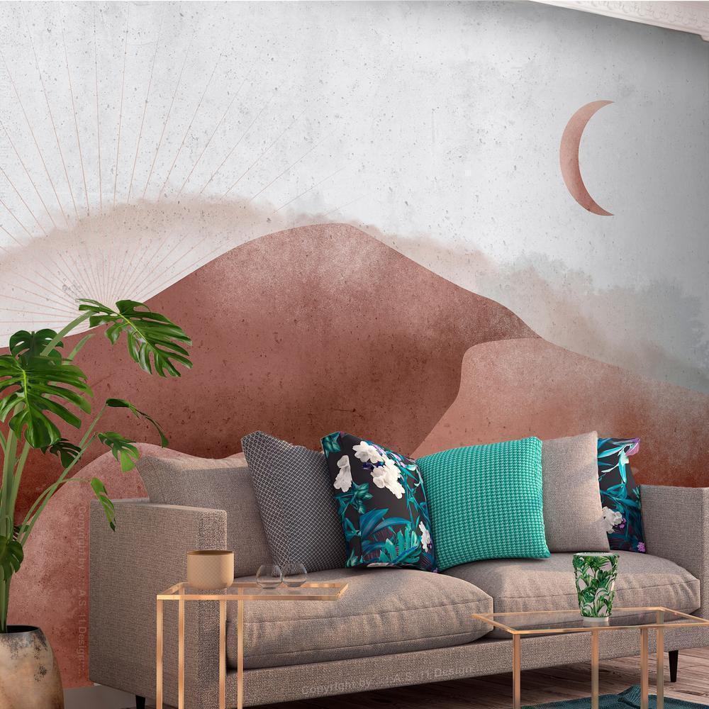Wall Mural - Desert landscape - desert landscape with moon and sunrise-Wall Murals-ArtfulPrivacy