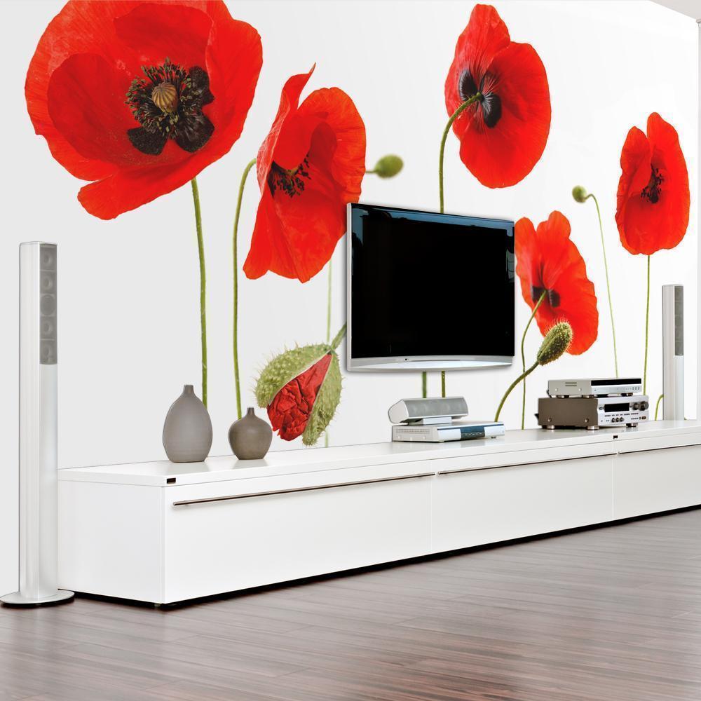 Wall Mural - Red poppies summertime reminiscence-Wall Murals-ArtfulPrivacy