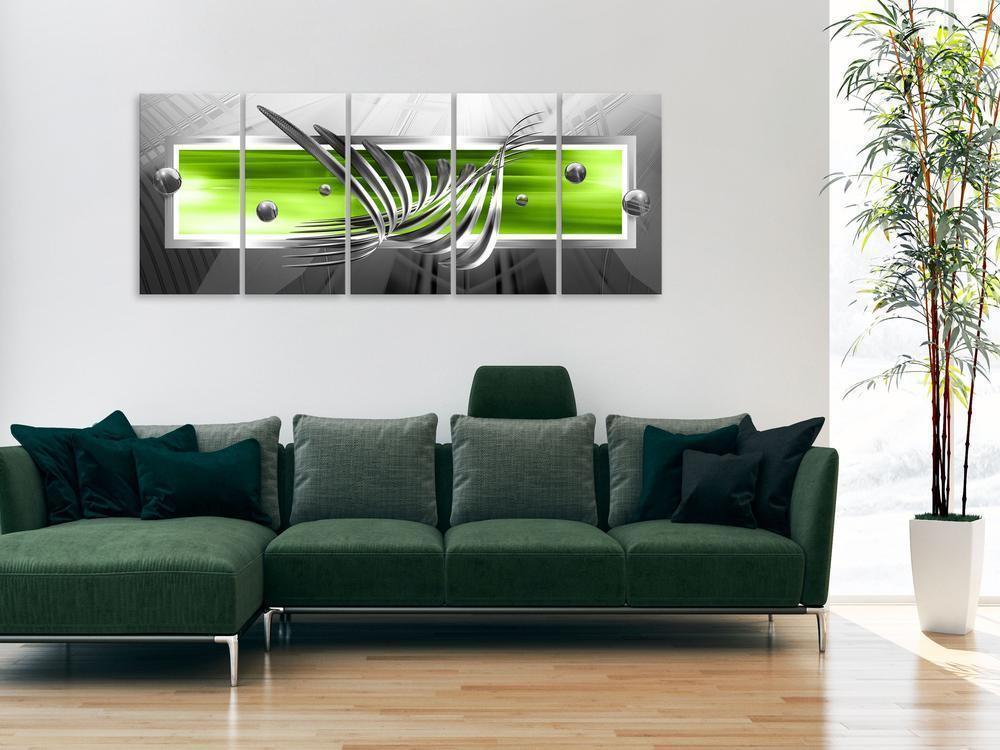 Canvas Print - Silver Wings (5 Parts) Narrow Green-ArtfulPrivacy-Wall Art Collection