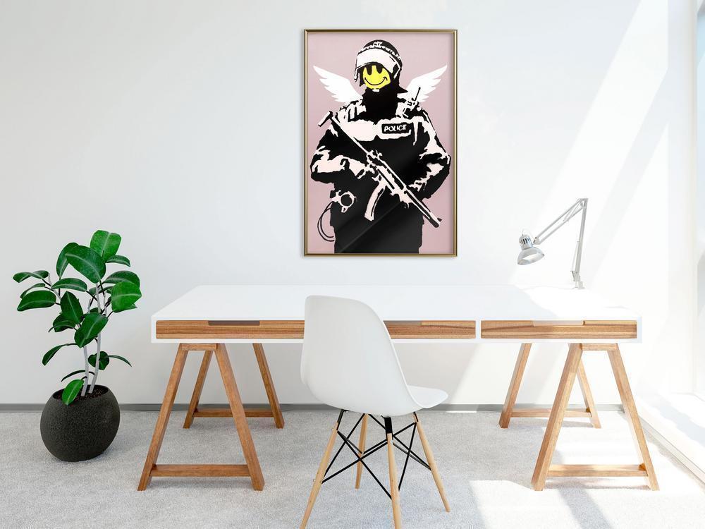 Urban Art Frame - Banksy: Flying Copper-artwork for wall with acrylic glass protection