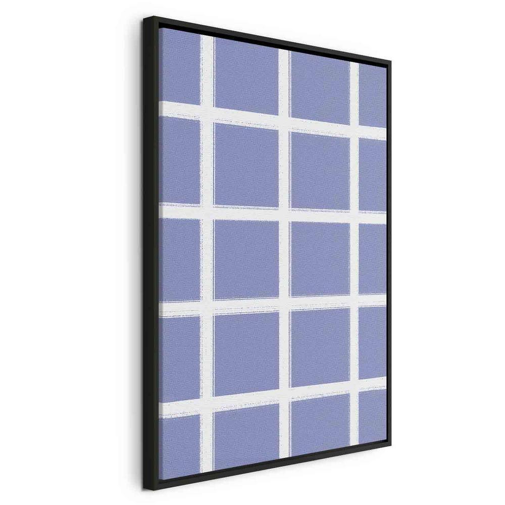 Canvas Print - Lines and Symmetry - Expressive White Grid on a Blue Background