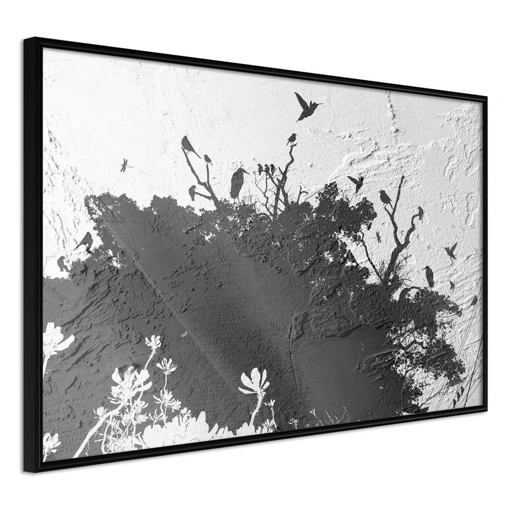 Black and White Framed Poster - Escaping the Darkness-artwork for wall with acrylic glass protection