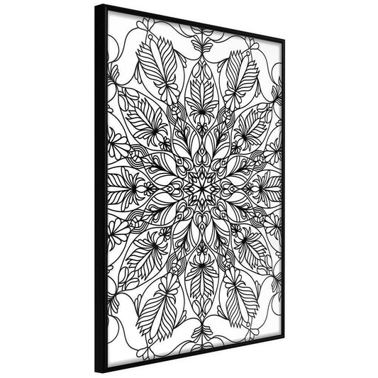 Black and White Framed Poster - Colour Your Own Mandala I-artwork for wall with acrylic glass protection