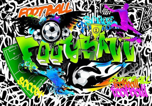 Wall Mural - Football Graffiti-Wall Murals-ArtfulPrivacy