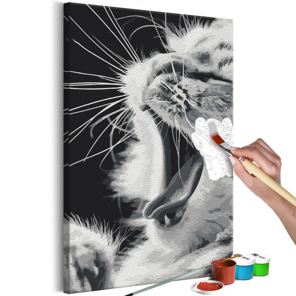 Start learning Painting - Paint By Numbers Kit - Yawning Kitten - new hobby