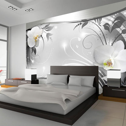 Wall Mural - Silver Abstract-Wall Murals-ArtfulPrivacy