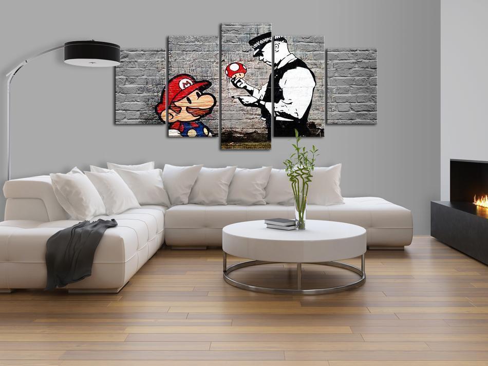 Canvas Print - Super Mario Mushroom Cop (Banksy)-ArtfulPrivacy-Wall Art Collection