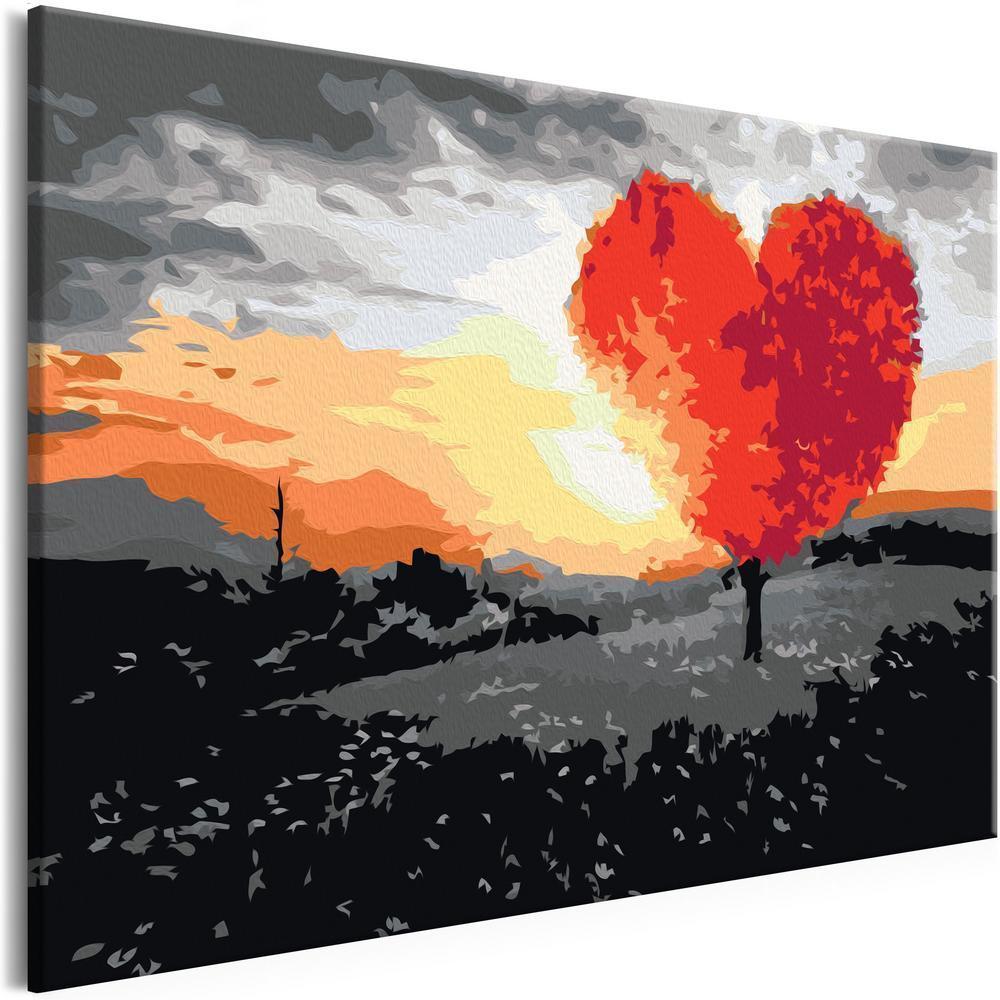 Start learning Painting - Paint By Numbers Kit - Heart-Shaped Tree (Sunrise) - new hobby