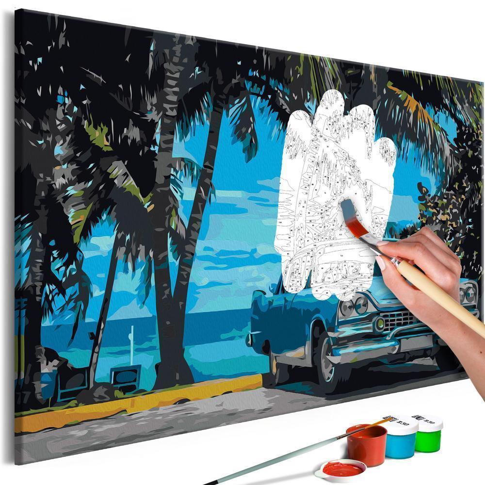 Start learning Painting - Paint By Numbers Kit - Car under Palm Trees - new hobby
