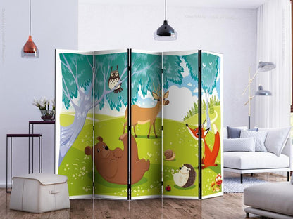 Decorative partition-Room Divider - Funny animals II-Folding Screen Wall Panel by ArtfulPrivacy