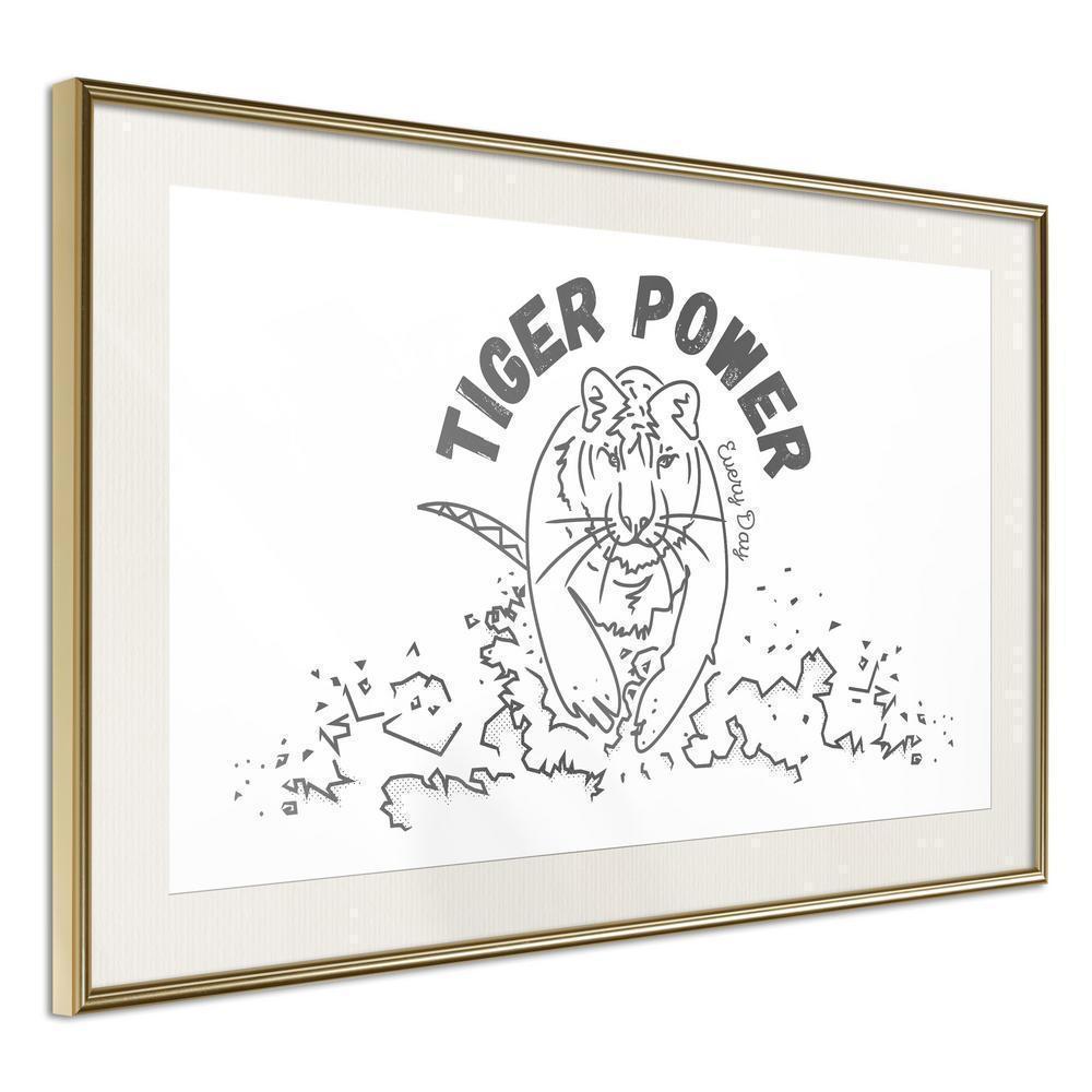 Black and White Framed Poster - Inner Tiger-artwork for wall with acrylic glass protection