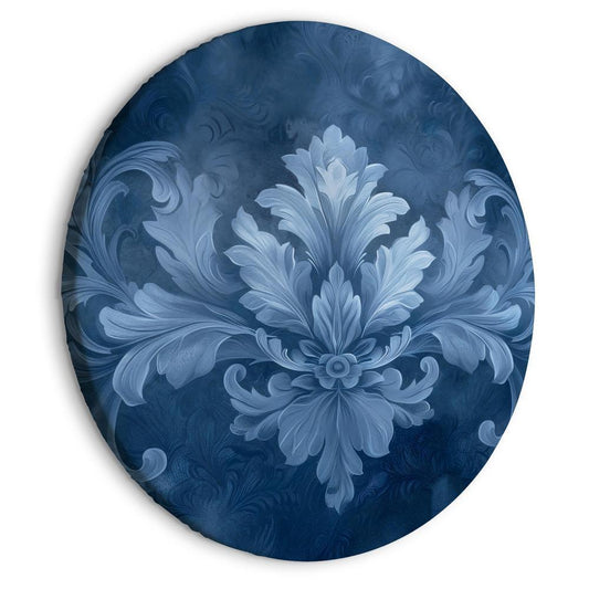 Round Canvas Print - Ornament in Blue and Cool Colors: Dark Blue Decoration