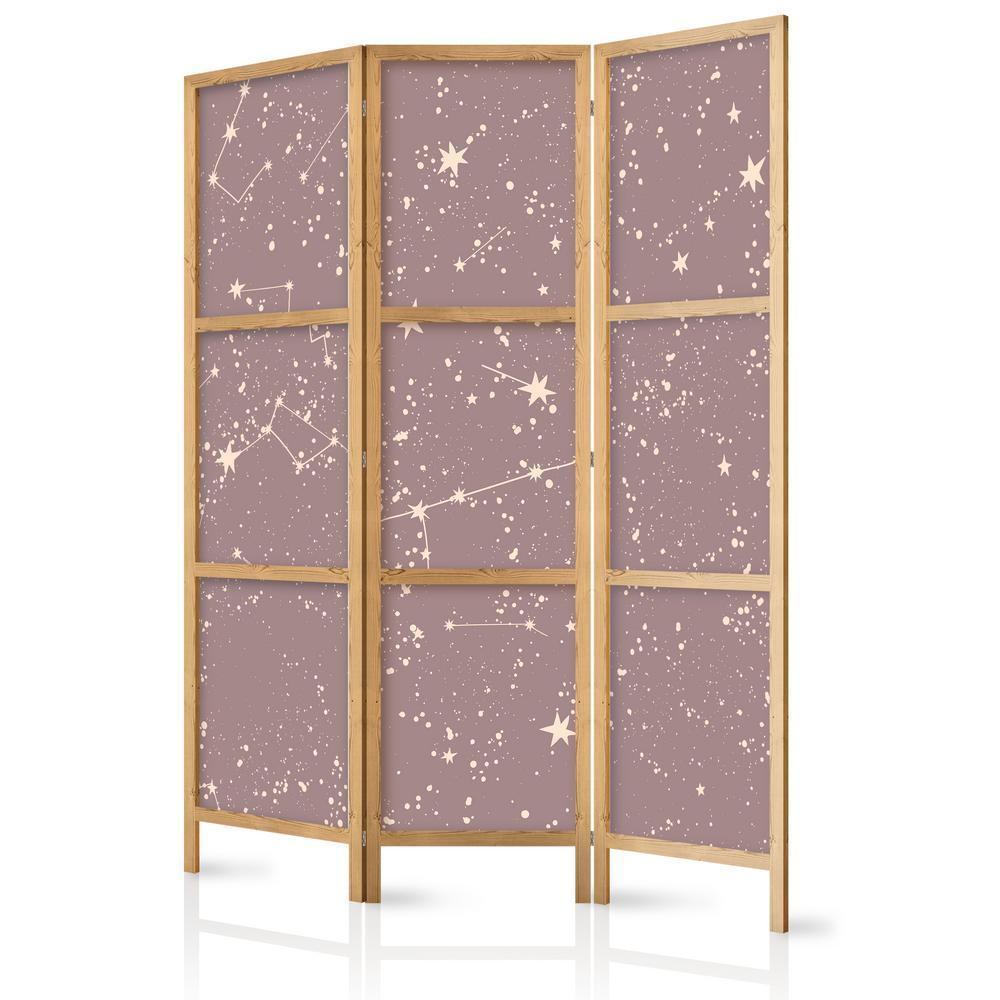 Japanese Room Divider - Night Sky - Artistic Constellations and Stars in Pastel Shades