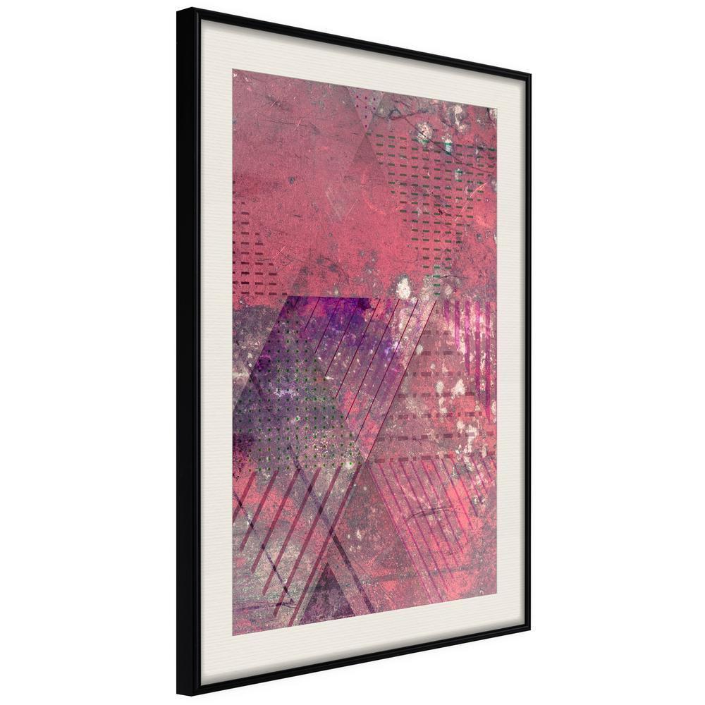 Abstract Poster Frame - Pink Patchwork III-artwork for wall with acrylic glass protection