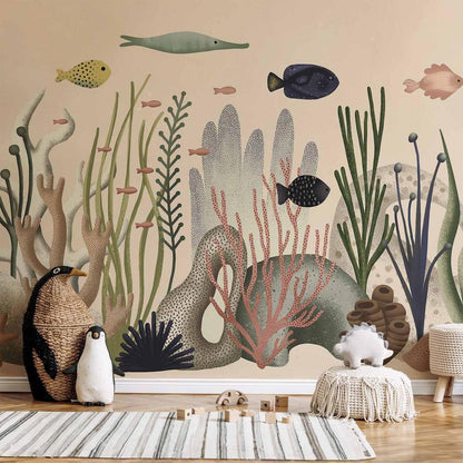 Wall Mural - Underwater World - Fish and Corals in Pastel Colours