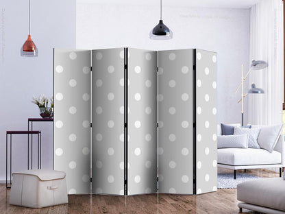 Decorative partition-Room Divider - Cheerful polka dots II-Folding Screen Wall Panel by ArtfulPrivacy