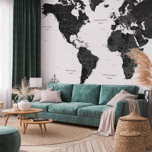 Wall Mural - Black and White Map