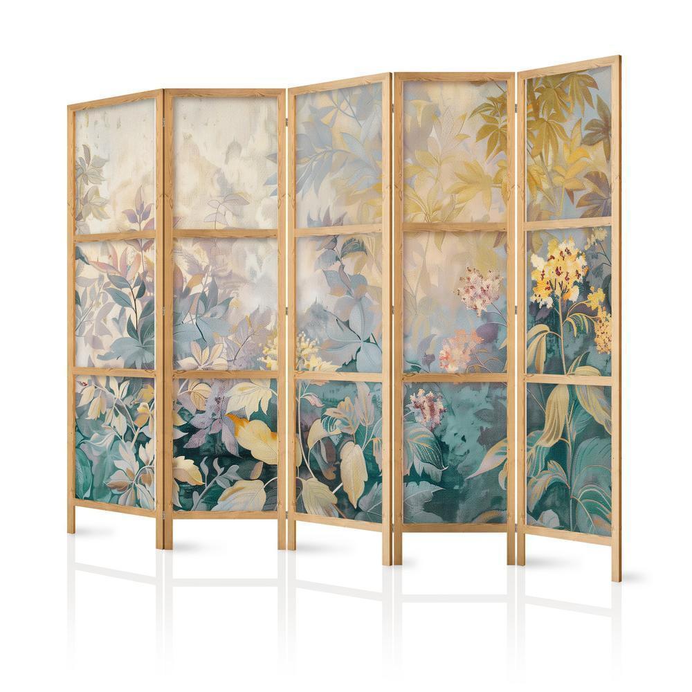 Japanese Room Divider - Tapestry Pattern with Meadow and Flowers - Kilim with a Spring Motif