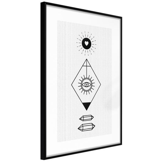 Black and White Framed Poster - Intuition-artwork for wall with acrylic glass protection
