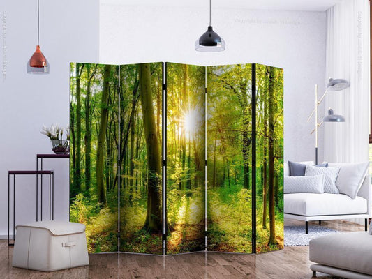 Decorative partition-Room Divider - Forest Rays II-Folding Screen Wall Panel by ArtfulPrivacy