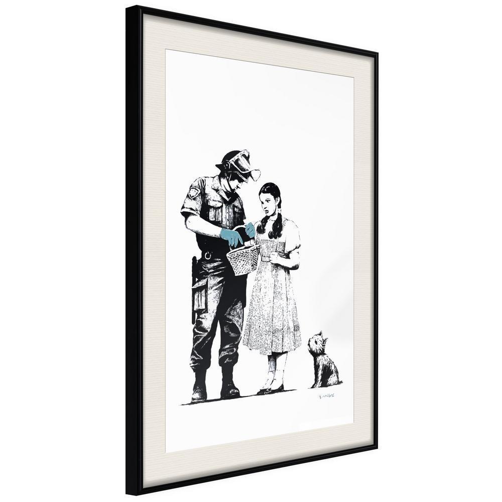 Urban Art Frame - Banksy: Stop and Search-artwork for wall with acrylic glass protection