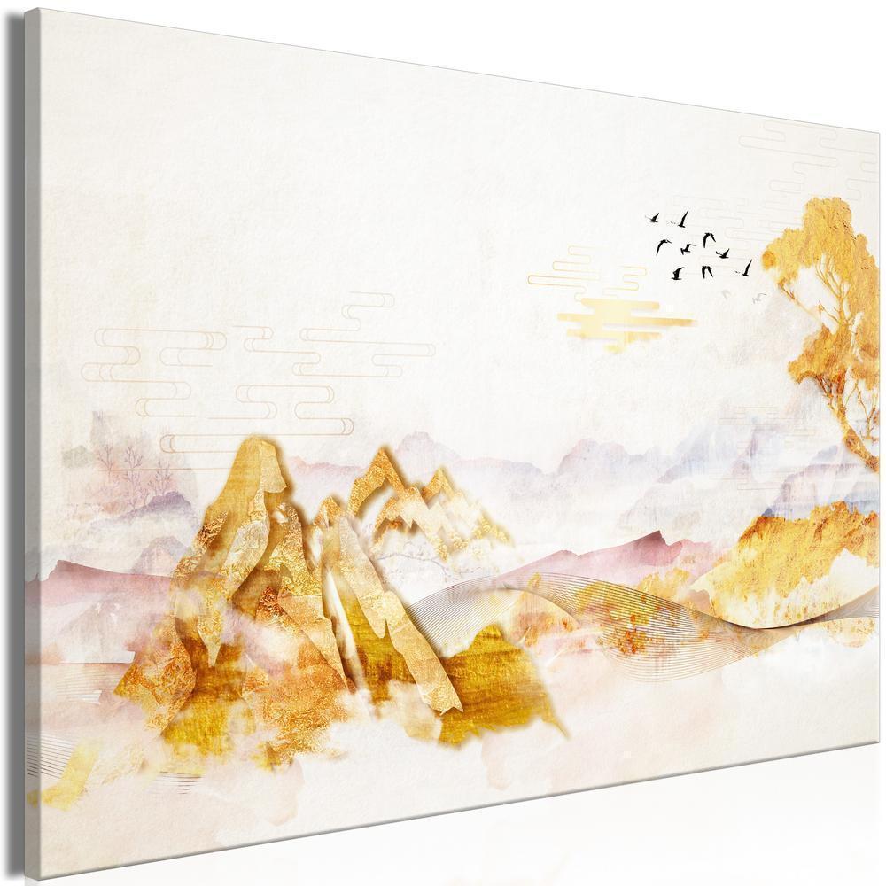 Canvas Print - Golden Mountains (1 Part) Wide-ArtfulPrivacy-Wall Art Collection