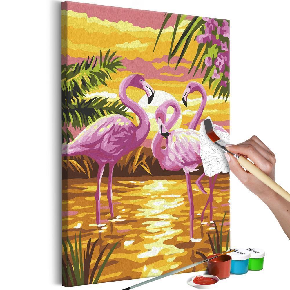 Start learning Painting - Paint By Numbers Kit - Flamingo Family - new hobby