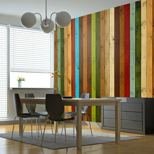 Wall Mural - Wooden rainbow