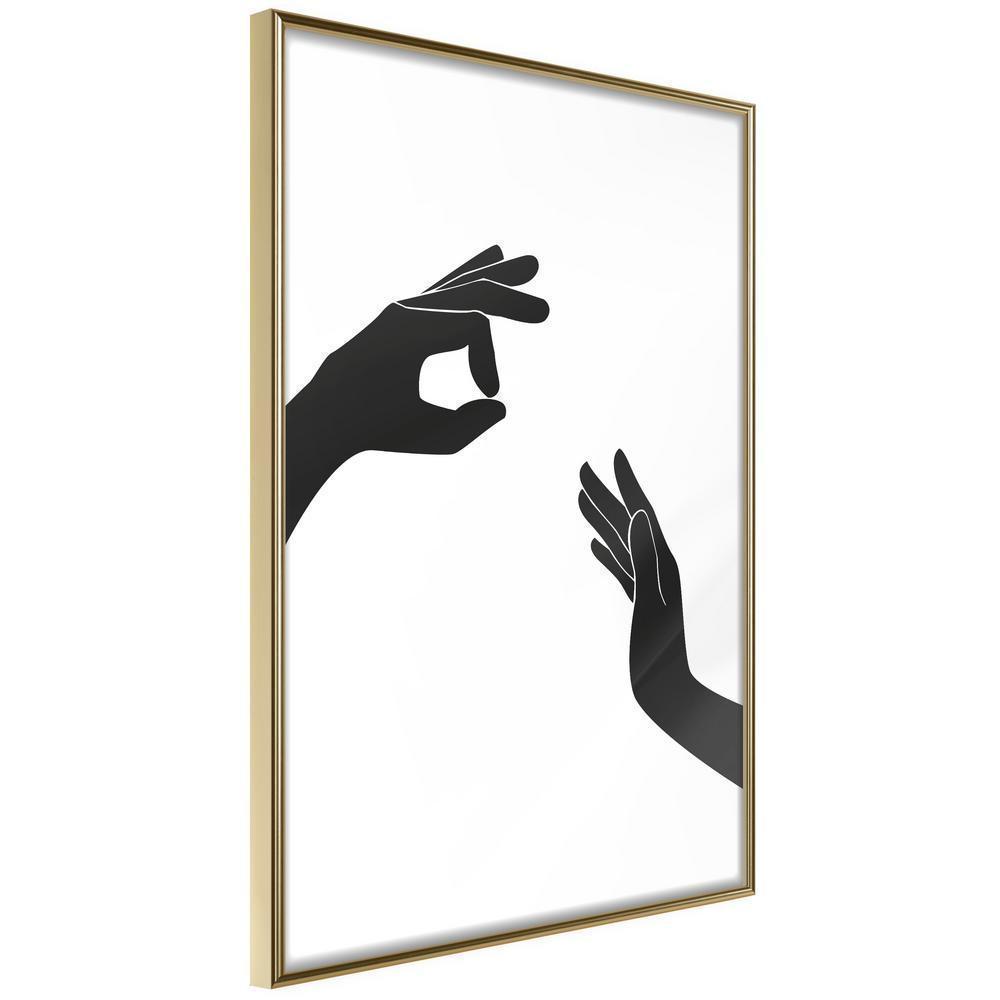 Black and White Framed Poster - Language of Gestures I-artwork for wall with acrylic glass protection