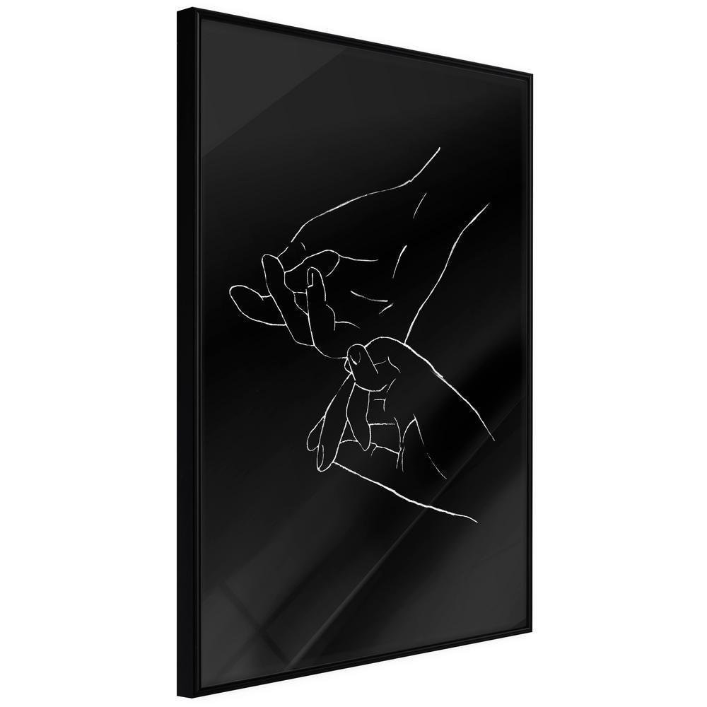 Black and White Framed Poster - Joined Hands (Black)-artwork for wall with acrylic glass protection