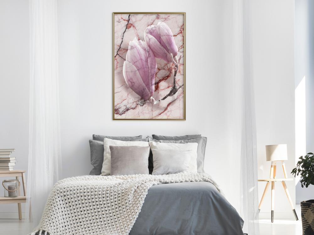 Botanical Wall Art - Magnolia on Marble Background-artwork for wall with acrylic glass protection