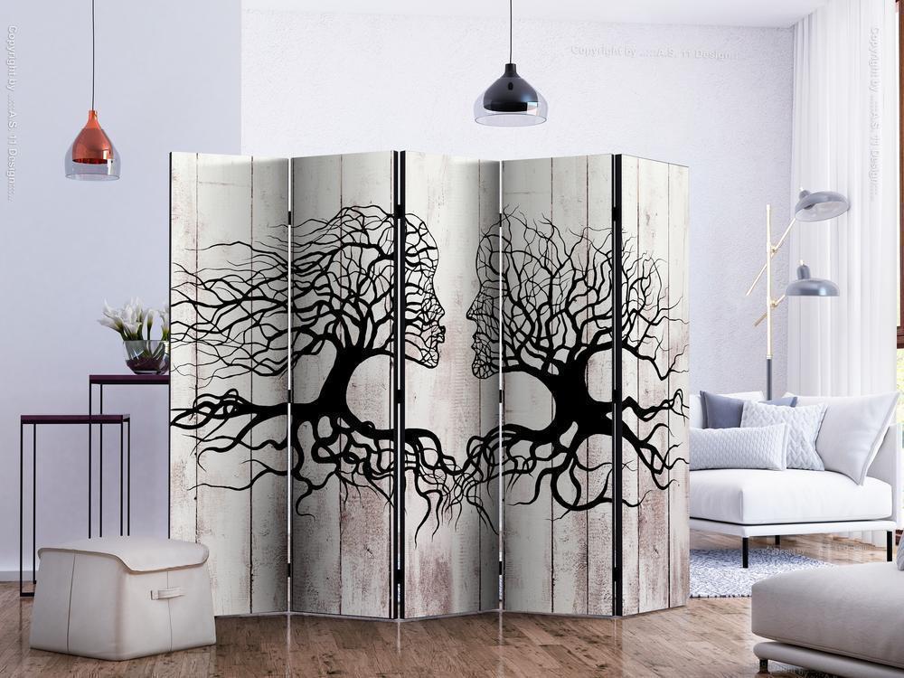 Decorative partition-Room Divider - A Kiss of a Trees II-Folding Screen Wall Panel by ArtfulPrivacy