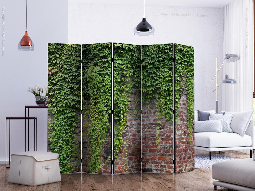 Decorative partition-Room Divider - Brick and ivy II-Folding Screen Wall Panel by ArtfulPrivacy