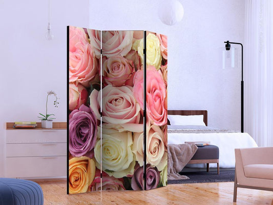 Decorative partition-Room Divider - Pastel roses-Folding Screen Wall Panel by ArtfulPrivacy