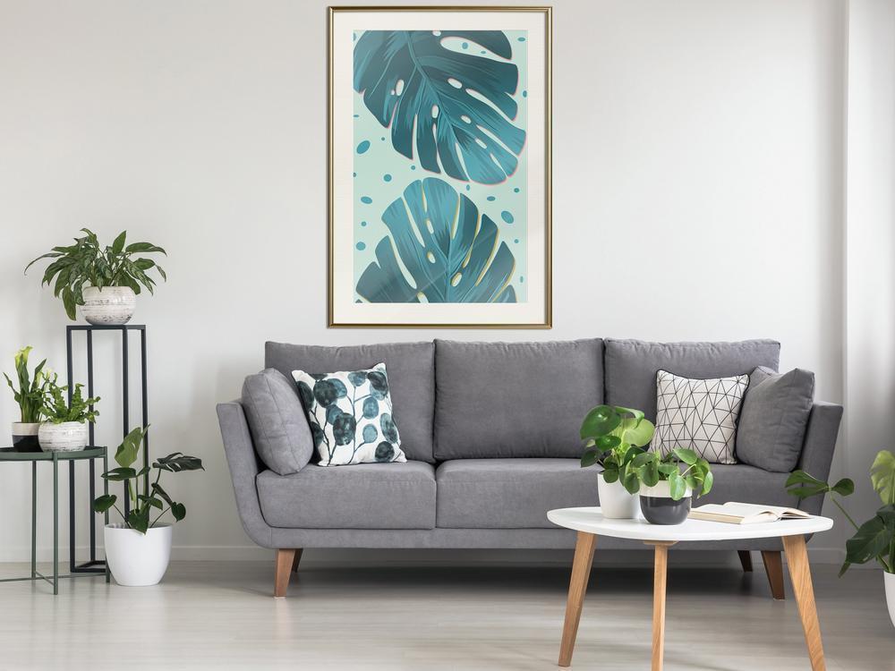 Botanical Wall Art - Pastel Monstera Leaves-artwork for wall with acrylic glass protection
