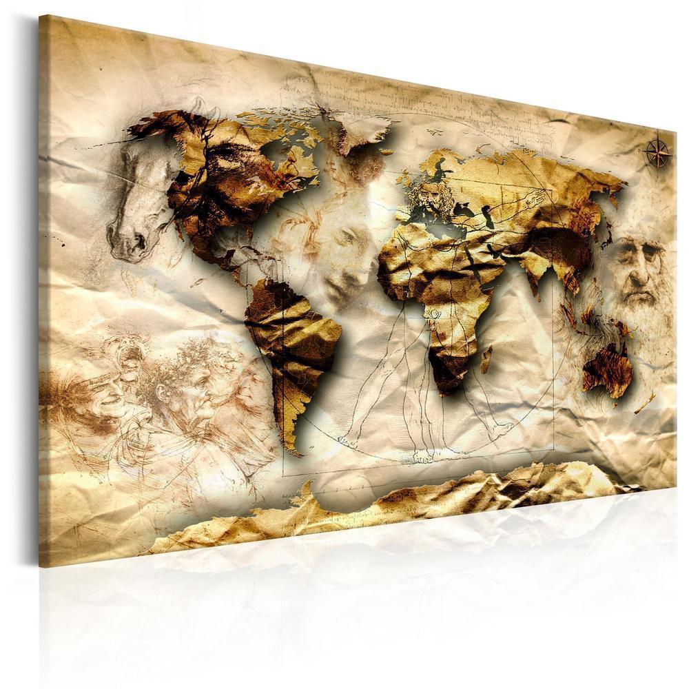 Canvas Print - Map: Leonardo da Vinci inspiration-ArtfulPrivacy-Wall Art Collection