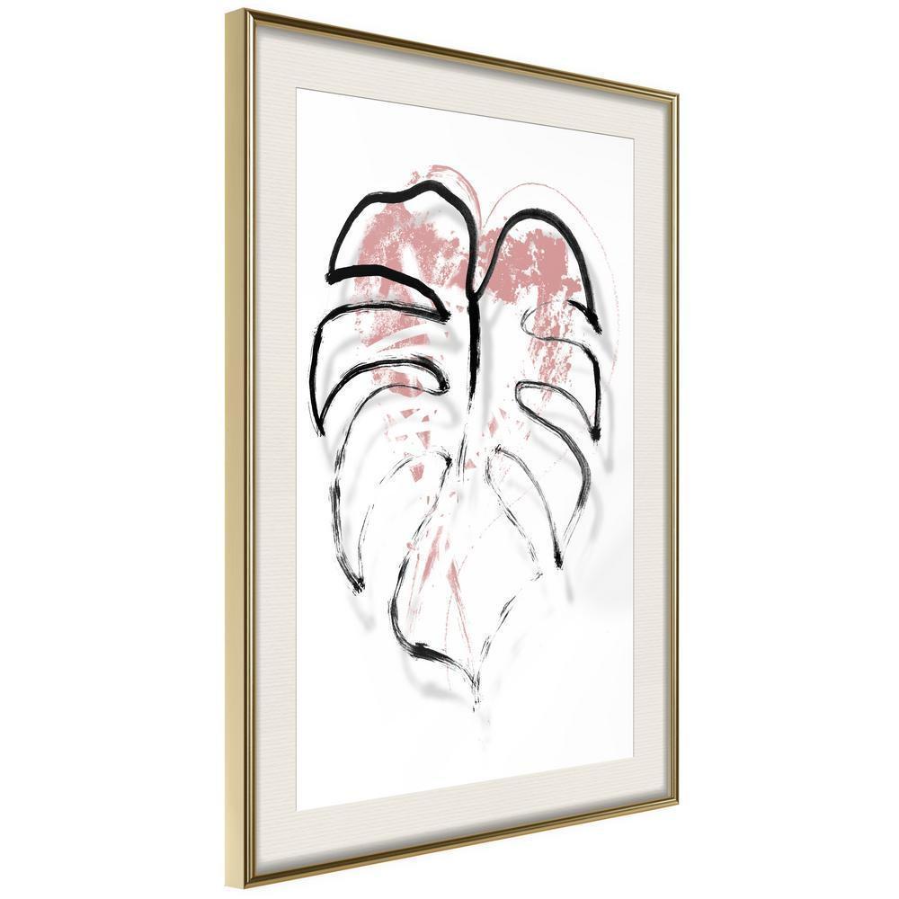 Botanical Wall Art - Black Leaf Outline-artwork for wall with acrylic glass protection