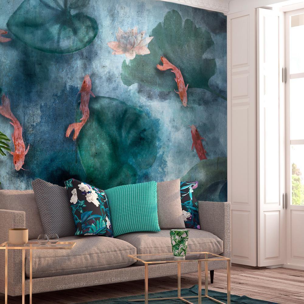 Wall Mural - Pond - composition with fish in a lake and plants-Wall Murals-ArtfulPrivacy